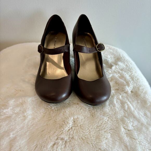 Lower East Side Women's Buckle Strap Classic Mary Jane 2" Heel Size 9 Brown - Picture 3 of 7